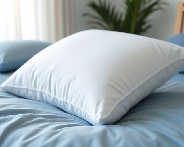 Premium soft white UmbraDream pillow on a designer bed